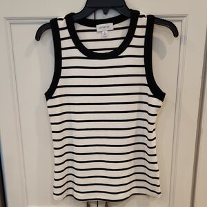 Evereve Black and White Fitted Ribbed Tank Top